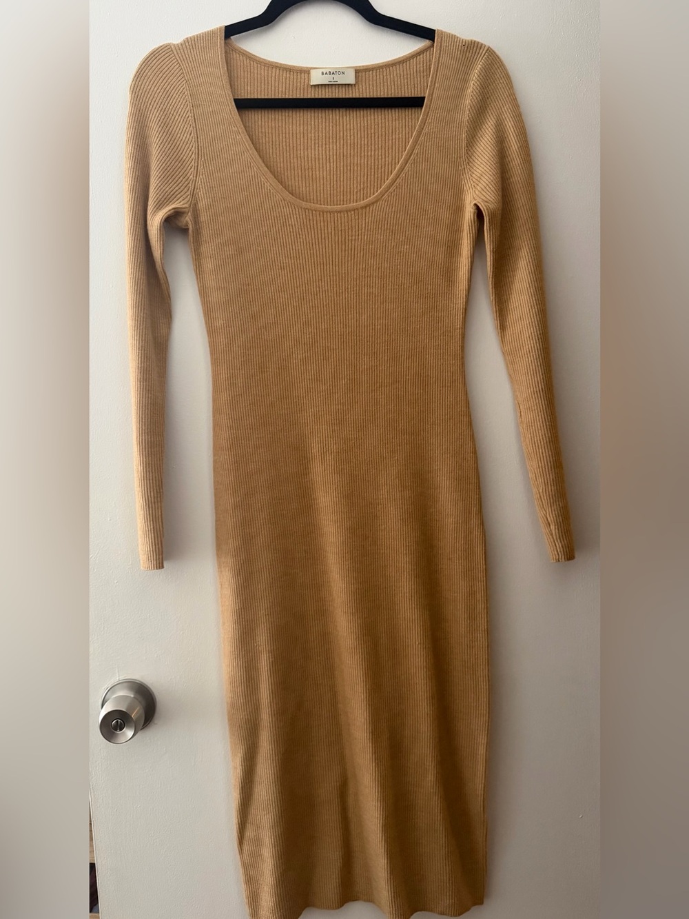 Aritzia Babaton Longsleeve Camel Dress